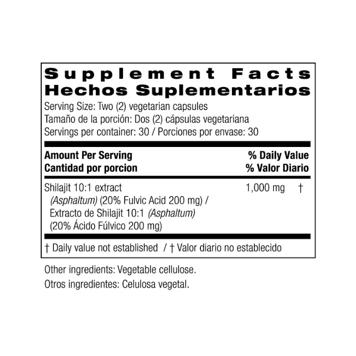 Bio Nutrition Shilajit, Extract for Energy, Immunity and Cognitive Health, 60 Vegetarian Capsules