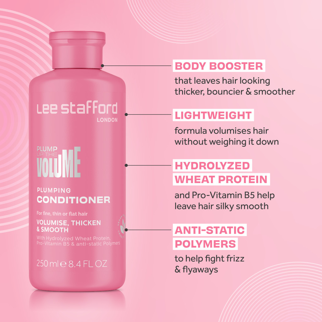 Lee Stafford Plump Up The Volume Conditioner, Thickening and Lightweight Hair Booster, 250ml