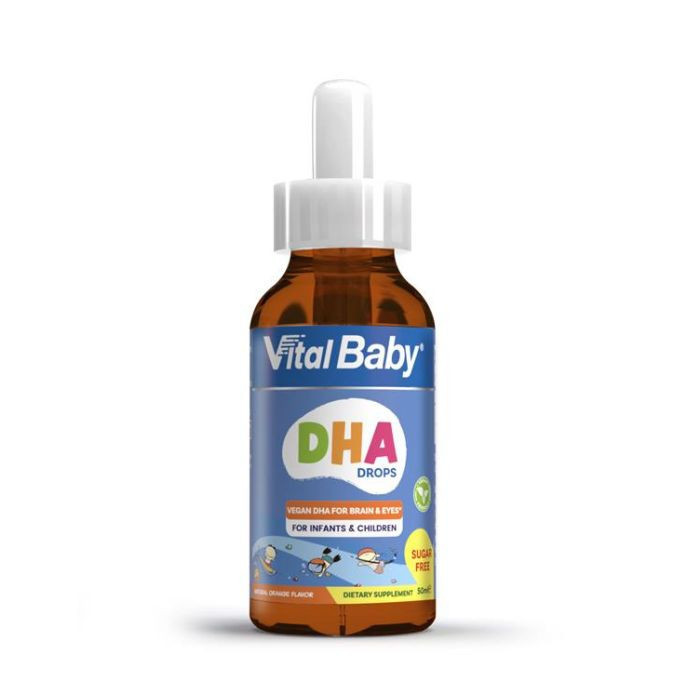 Vital Healthcare Vital Baby DHA Drops, Omega-3 Marine Algae Supplement for Infant Brain, Vision & Heart Health, 50ml