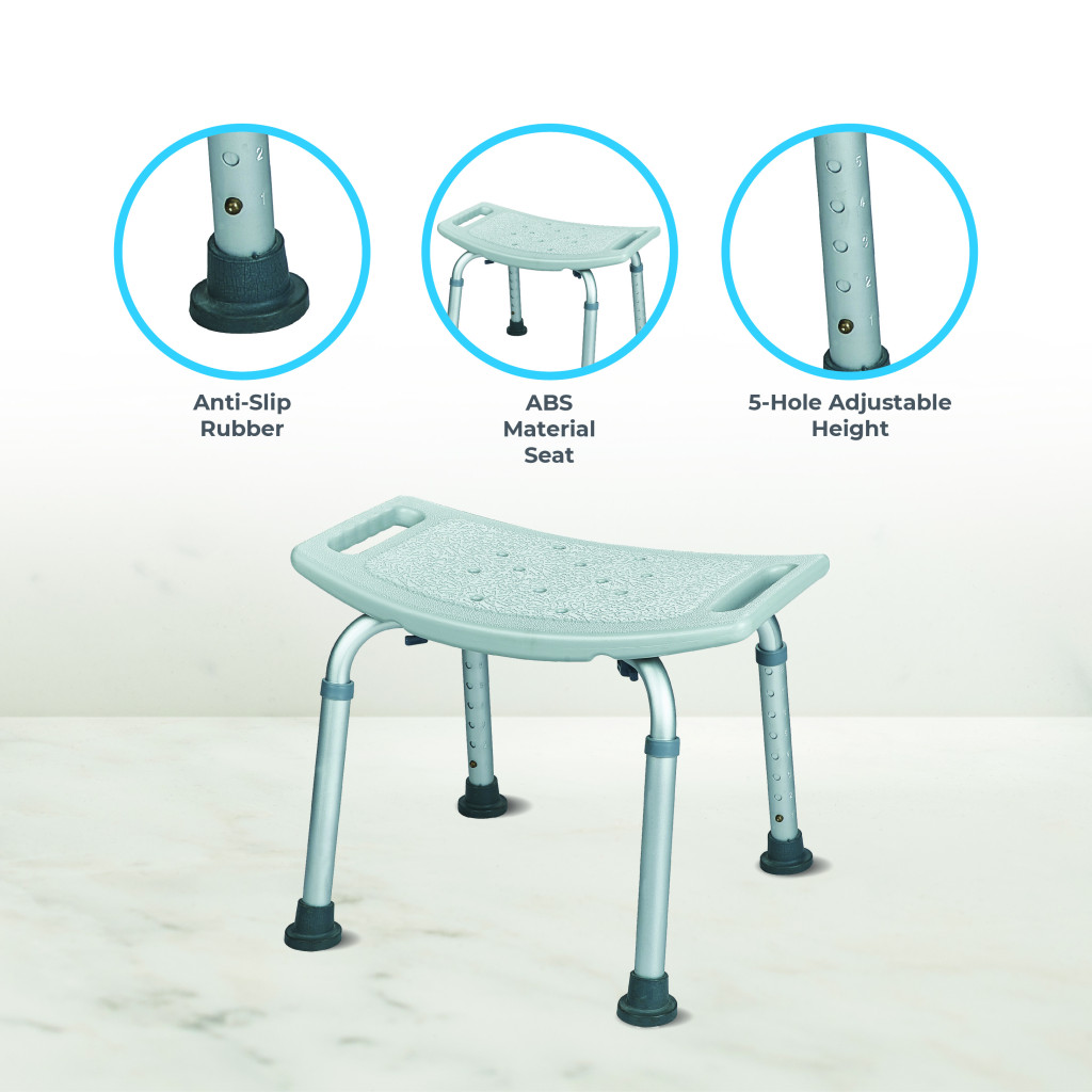 Trister Shower Bench, Lightweight Adjustable Bath Seat with Non-Slip Rubber Feet - TS 944SB