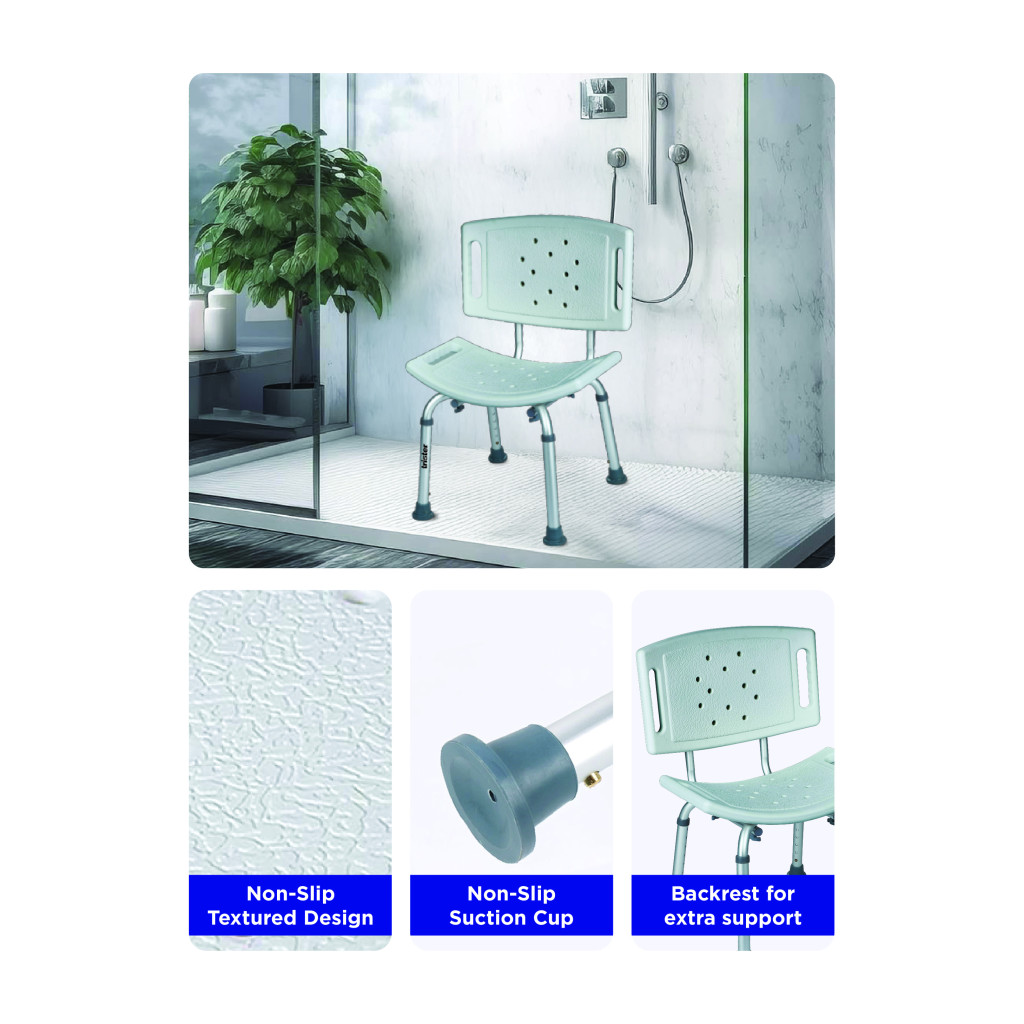 Trister Shower Chair, Sturdy and Non-Slip Bath Seat for Safe and Comfortable Showering - TS 947SC