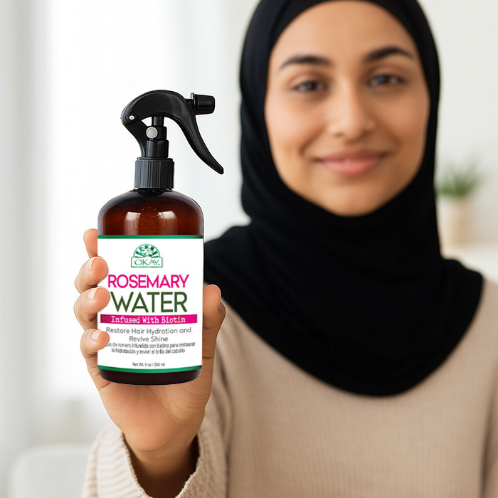 Okay Pure Rosemary with Biotin Water, Hydrating Hair Mist for Shine, Strength and Scalp Refresh, 236ml