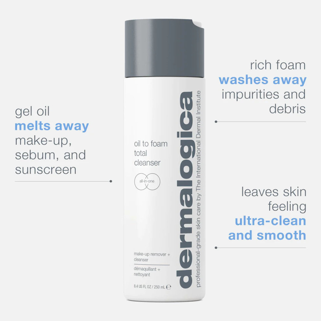 Dermalogica Oil-to-Foam Total Cleanser, Makeup Remover, Hydrating and Softening Face Wash, 250ml