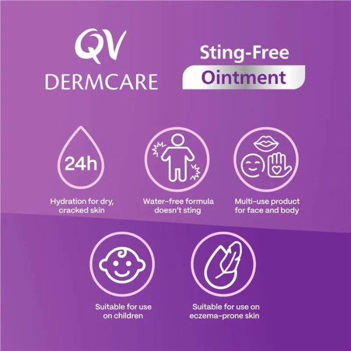 Ego QV Dermcare Sting-Free Ointment with Ceramides, Supports Skin Barrier, Hydrating and Soothing, 200g