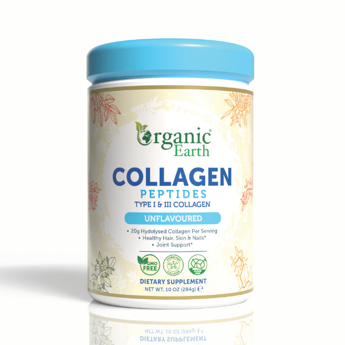 Organic Earth Collagen Peptides Unflavoured, 20g Daily Collagen for Skin, Hair, Nails and Joint Health - 284g