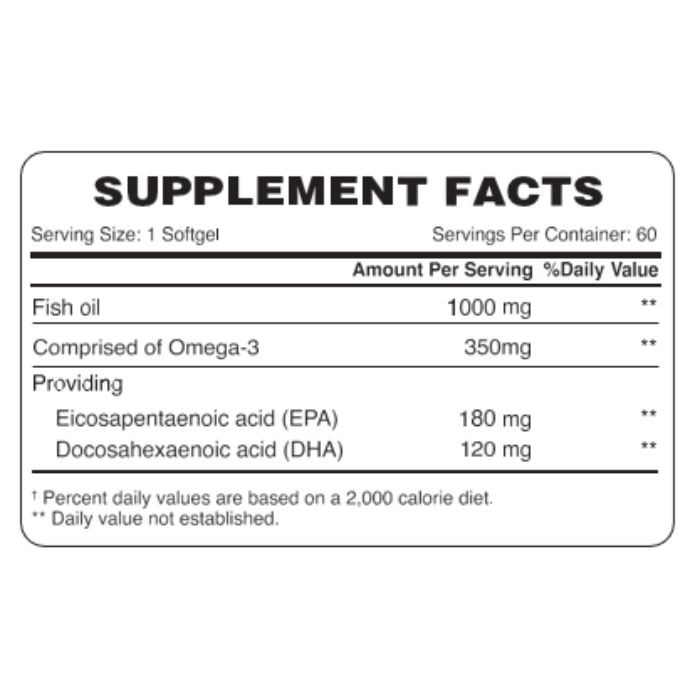 Organic Earth Omega-3 Fish Oil 1000mg, EPA & DHA for Heart, Brain and Joint Health, 60 Softgels