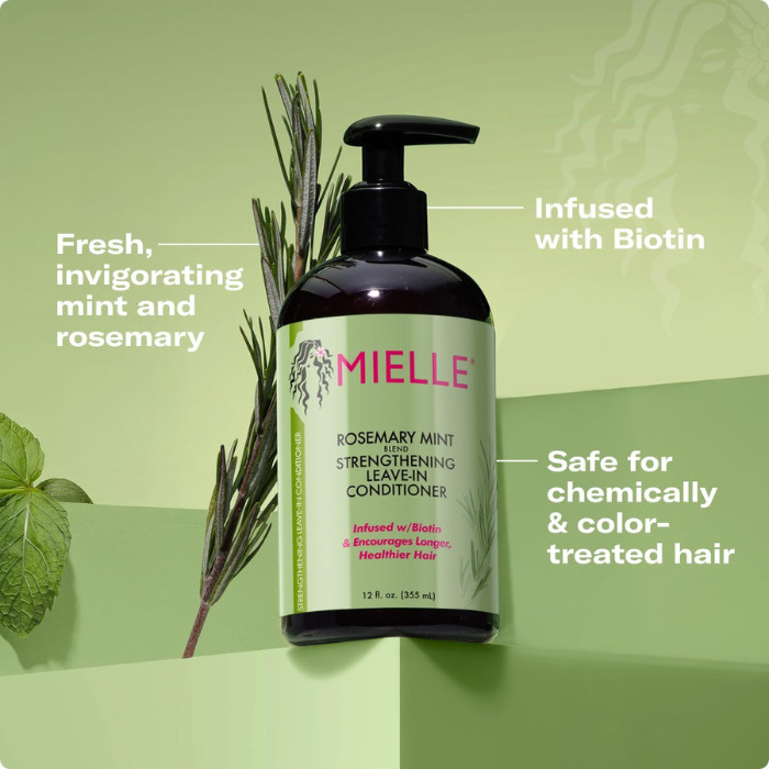 Mielle Organics Rosemary Mint Leave-In Conditioner, Biotin and Rosemary Hydration for Strong, Healthy Hair - 355ml