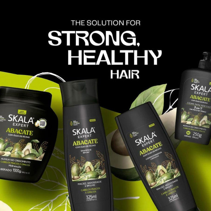 Skala Expert Abacate Avocado & Castor Oil Hair Cream, Strength, Hydration and Growth - 1000g