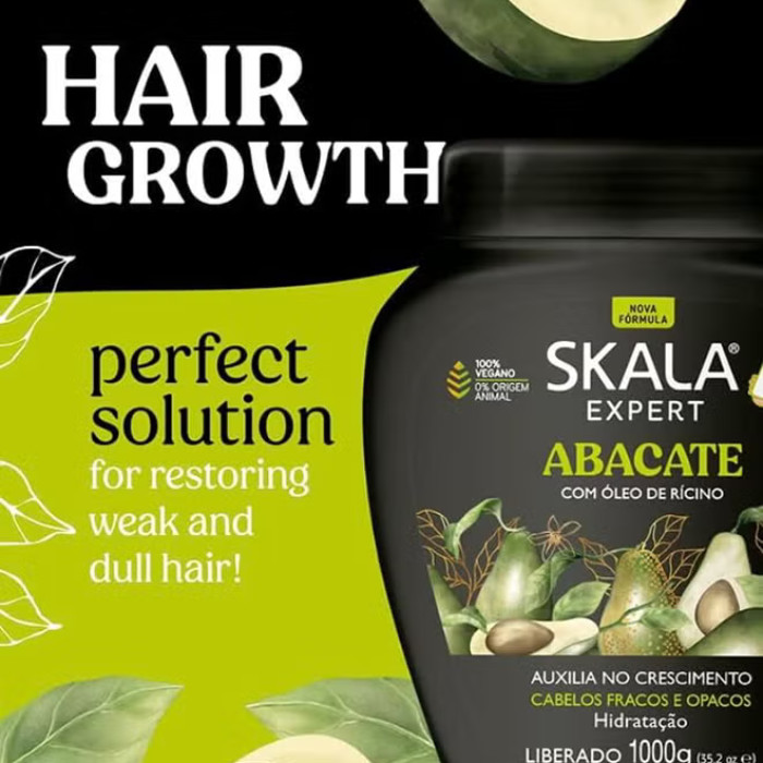 Skala Expert Abacate Avocado & Castor Oil Hair Cream, Strength, Hydration and Growth - 1000g