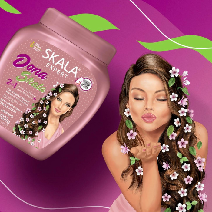 Skala Expert Dona Skala 2-in-1 Vitality Hair Cream, Nourishing Co-Wash, Leave-In for Wavy and Straight Hair - 1000g