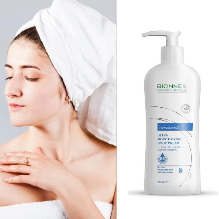 Bionnex Perfederm Moisturizing Body Cream for Dry and Atopic Skin, Deep Hydration with Shea Butter, 250ml