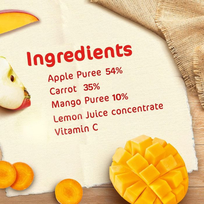 Nestle Cerelac Puree Baby Food Apple Carrot & Mango, 100% Natural Fruit and Veg Blend with Vitamin C, 90g