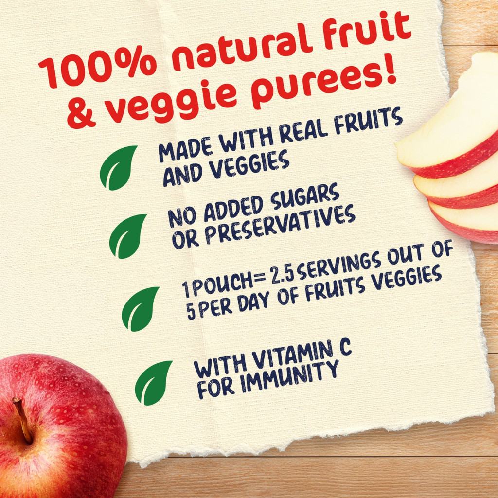 Nestle Cerelac Puree Baby Food Apple, 100% Natural Fruit with Vitamin C for Babies 6+ Months, 90g