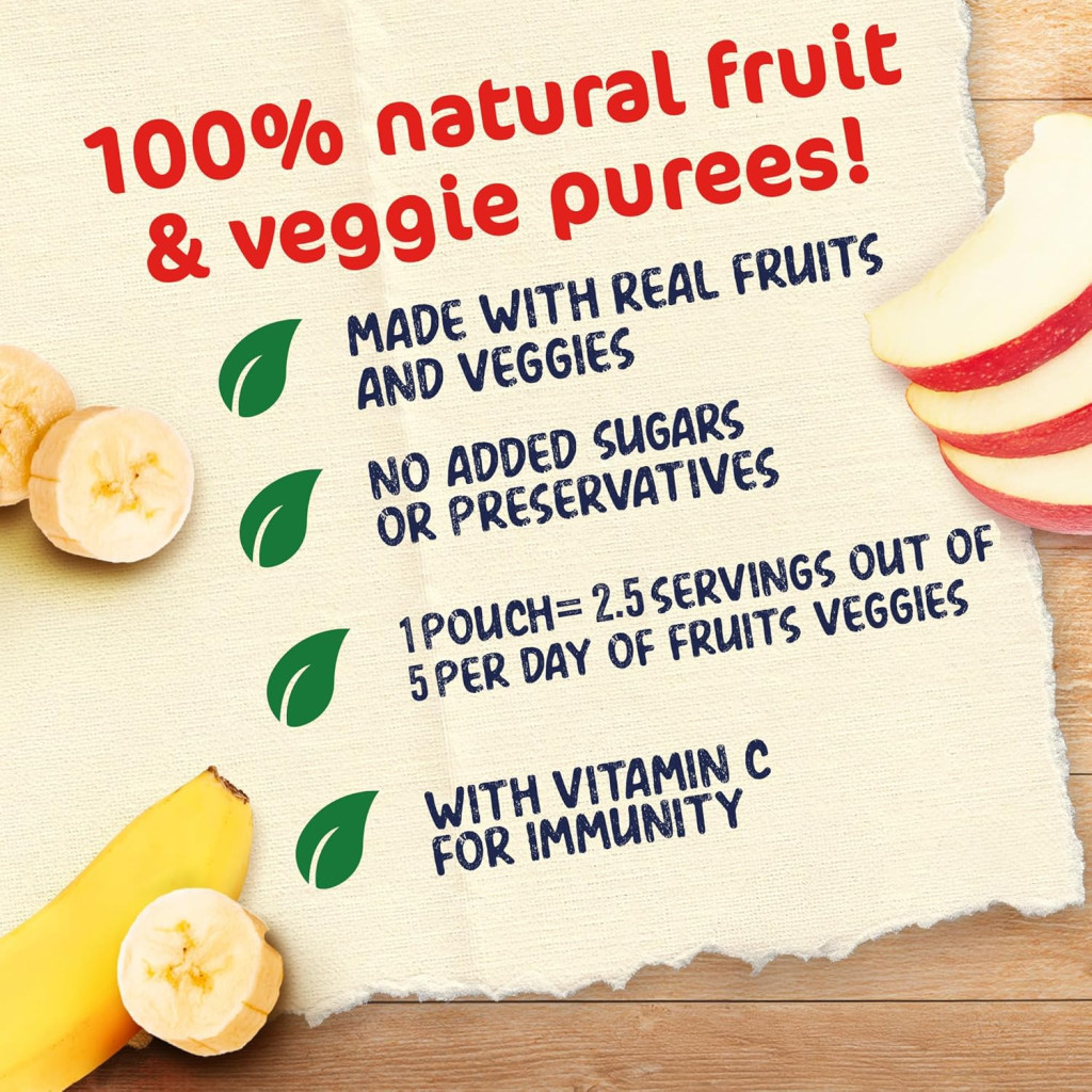 Nestle Cerelac Puree Banana & Apple, Nutritious Baby Food with Vitamin C, No Added Sugar or Salt, 90g