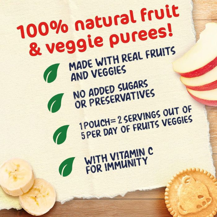 Cerelac Puree Baby Food Banana, Orange and Biscuit, 100% Natural Fruits, Fortified with Vitamin C, 90g