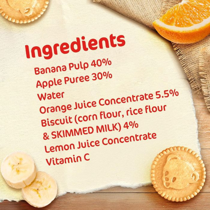 Cerelac Puree Baby Food Banana, Orange and Biscuit, 100% Natural Fruits, Fortified with Vitamin C, 90g