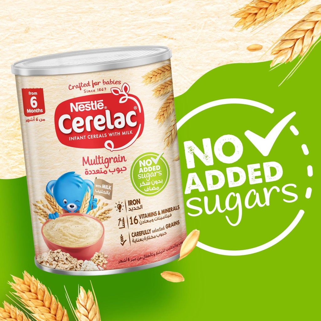 Nestle Cerelac No Added Sugar Multigrain with Milk, Iron+, Vitamins and Zinc for 6+ Months Babies, 400g