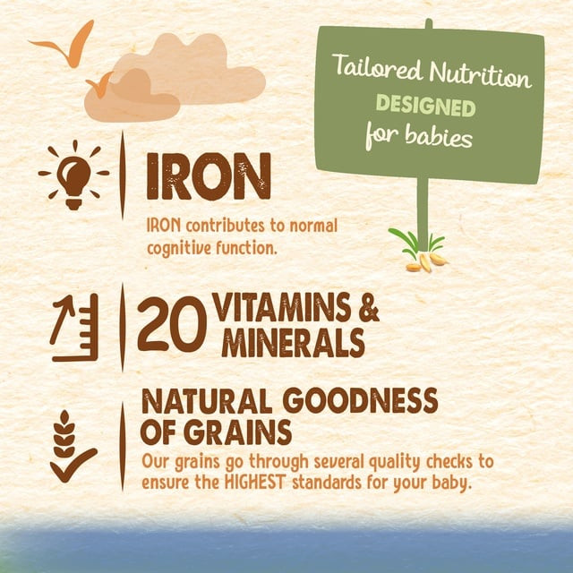 Nestle Cerelac Wheat No Added Sugar, Iron-Fortified Baby Cereal for 6+ Months, Rich in Vitamins and Minerals, 400g