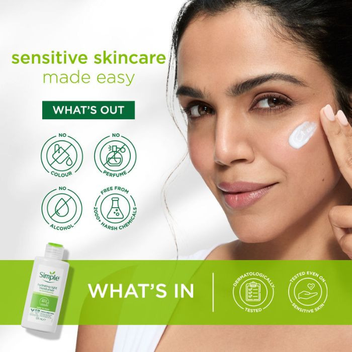 Simple Kind to Skin Hydrating Light Facial Moisturizer Lightweight, 12-Hour Hydration for Sensitive Skin, 125ml