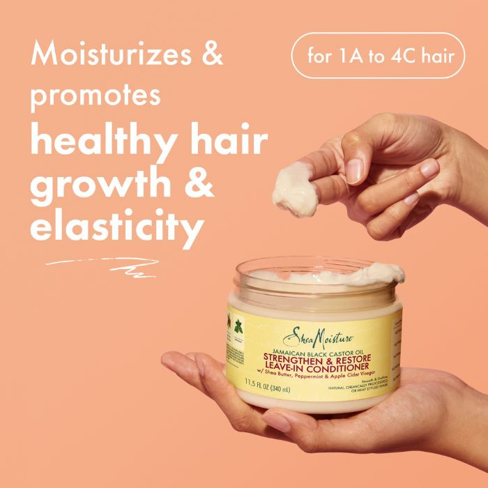 Shea Moisture Jamaican Black Castor Oil Strengthen & Restore Leave-In Conditioner for Damaged Hair, 340 ml