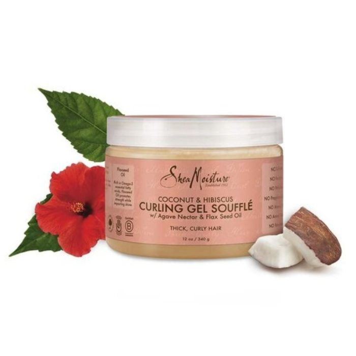 Shea Moisture Coconut & Hibiscus Curling Gel Souffle, Define, Hydrate and Control Frizz Naturally, 340g