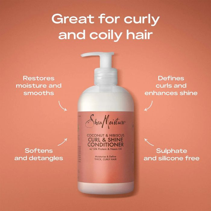 Shea Moisture Coconut and Hibiscus Curl Conditioner, Hydrating Curl and Shine Hair Care, 384ml