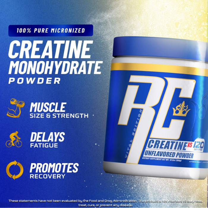 Ronnie Coleman Creatine-XS Unflavored, Pure Creatine Monohydrate for Muscle Strength and Recovery - 120 Servings