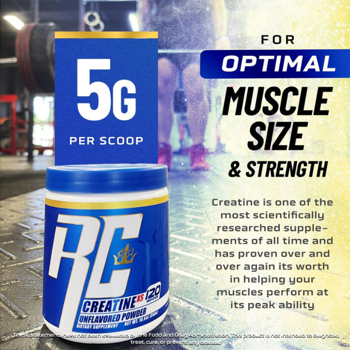 Ronnie Coleman Creatine-XS Unflavored, Pure Creatine Monohydrate for Muscle Strength and Recovery - 120 Servings