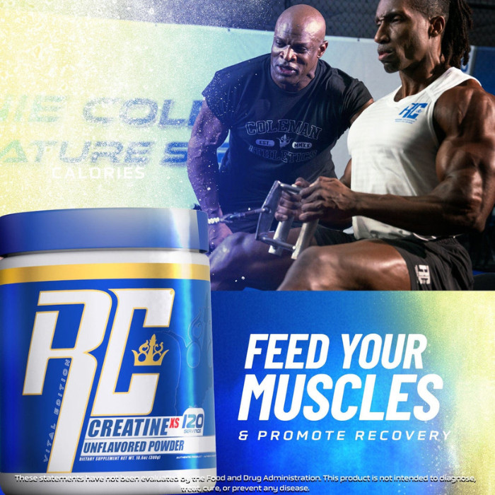 Ronnie Coleman Creatine-XS Unflavored, Pure Creatine Monohydrate for Muscle Strength and Recovery - 120 Servings