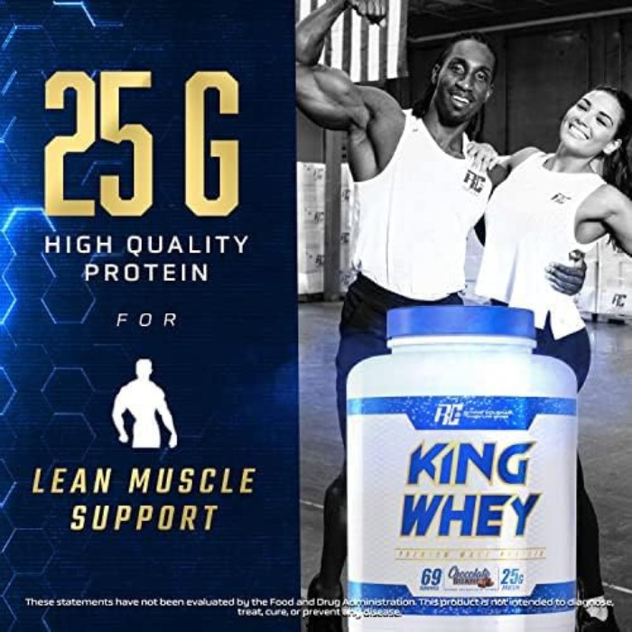 Ronnie Coleman King Whey Protein Cookies and Cream, Fast Absorption, Muscle Growth, Recovery Support - 5lb