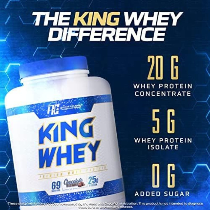 Ronnie Coleman King Whey Protein Cookies and Cream, Fast Absorption, Muscle Growth, Recovery Support - 5lb