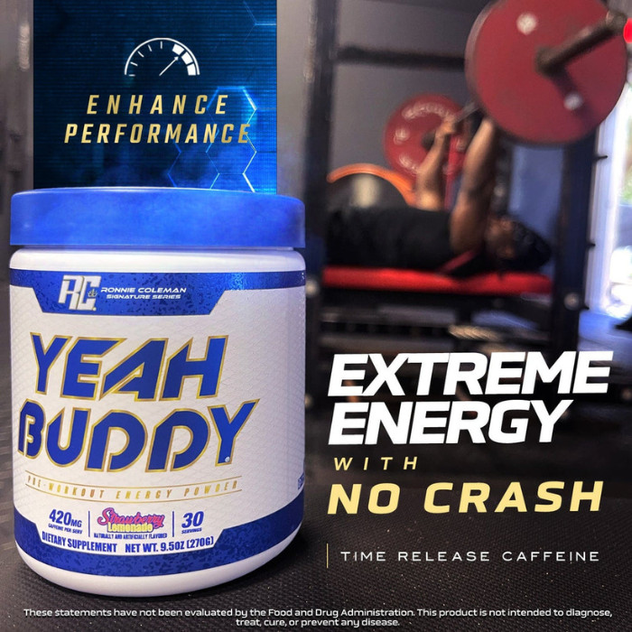 Ronnie Coleman Yeah Buddy Pre-Workout Sour Berry, Extreme Energy, Focus and Endurance Support - 30 Servings