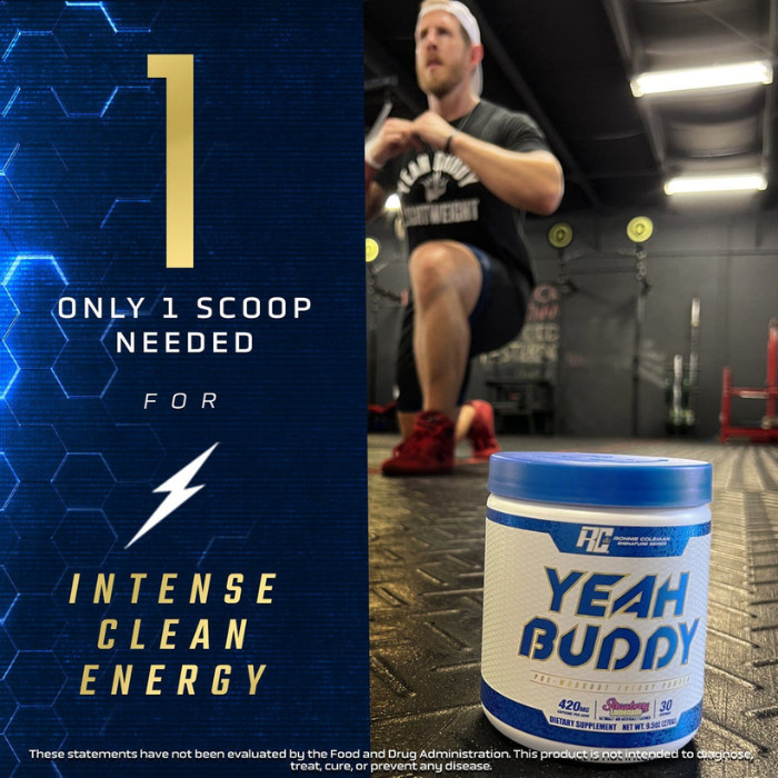 Ronnie Coleman Yeah Buddy Pre-Workout Sour Berry, Extreme Energy, Focus and Endurance Support - 30 Servings