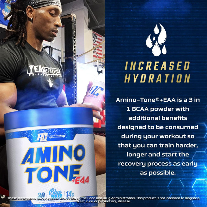 Ronnie Coleman Amino Tone + EAA Lemonade, BCAA and Fat Burner Support for Recovery and Performance - 30 Servings
