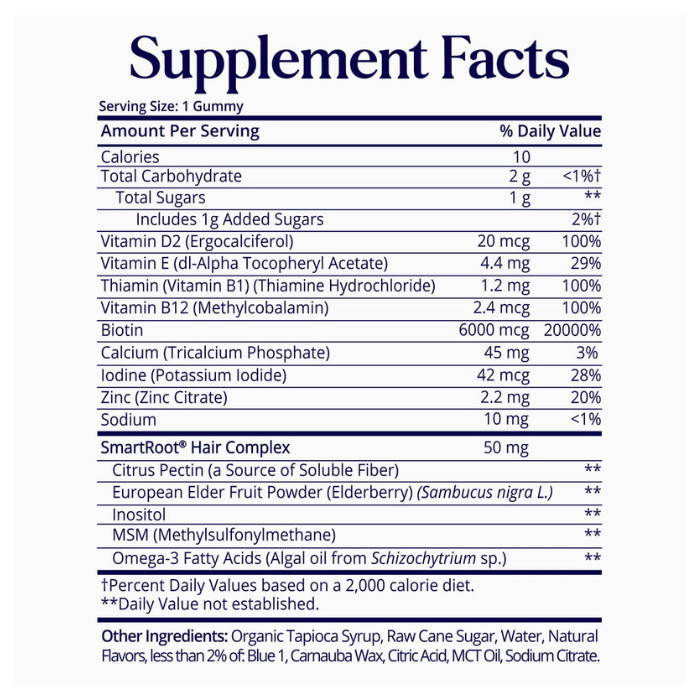 Sugarbear Hair Vitamins Gummies,  Biotin, SmartRoot Complex and Omega-3 for Healthy Hair Growth - 62s