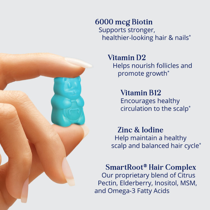 Sugarbear Hair Vitamins Gummies,  Biotin, SmartRoot Complex and Omega-3 for Healthy Hair Growth - 62s