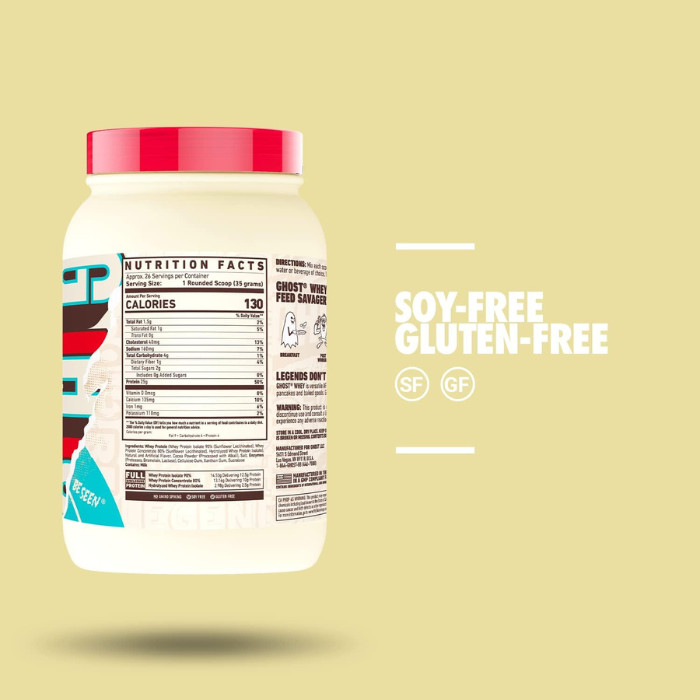 Ghost Whey Protein Powder, Milk Chocolate, 25g Whey Blend + Enzymes - 26 Servings (2lb)