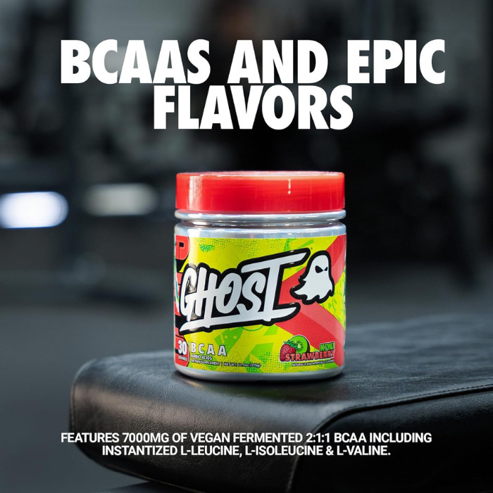 Ghost BCAA Amino Acids, Muscle Recovery and Endurance, Kiwi Strawberry - 30 Servings