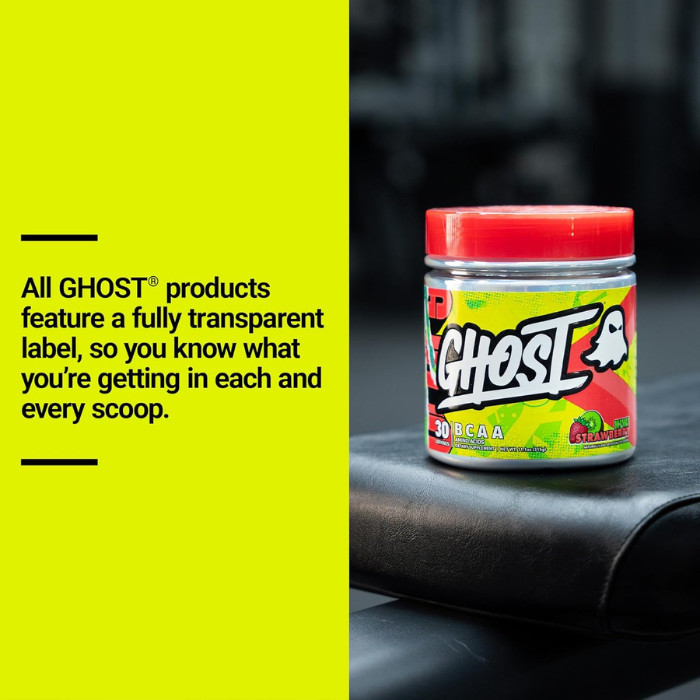 Ghost BCAA Amino Acids, Muscle Recovery and Endurance, Kiwi Strawberry - 30 Servings