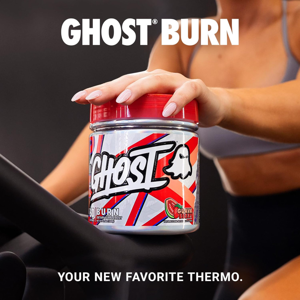 Ghost Burn Guava Berry, 60 Servings, Fat Burner with Carnitine, Ashwagandha and Natural Caffeine, 300g