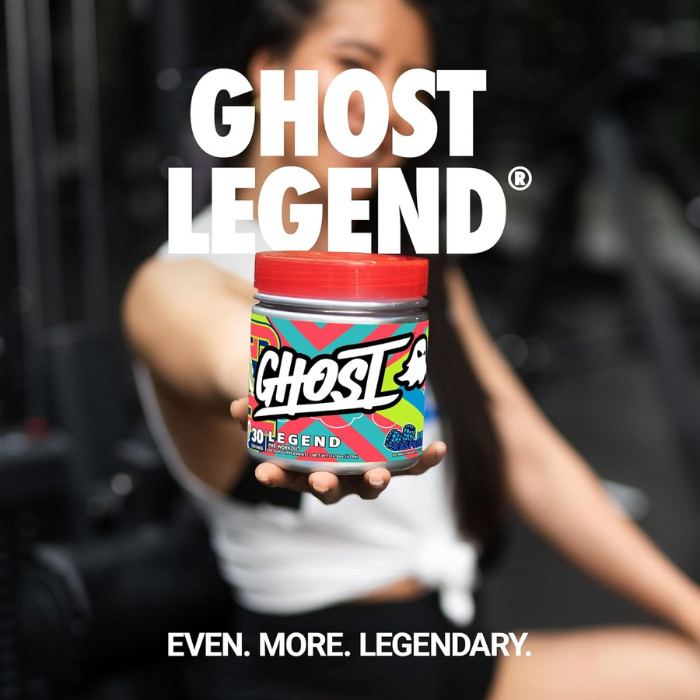 Ghost Legend Pre-Workout Blue Raspberry, Energy, Focus, Pumps, Vegan Friendly Formula - 30 Servings