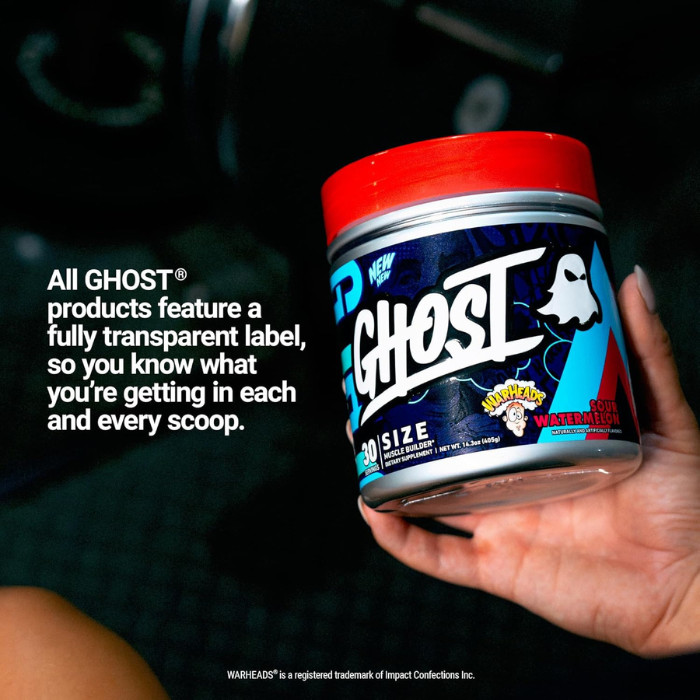 Ghost Size Warheads Sour Watermelon Muscle Builder, Creatine and Betaine - 30 Servings