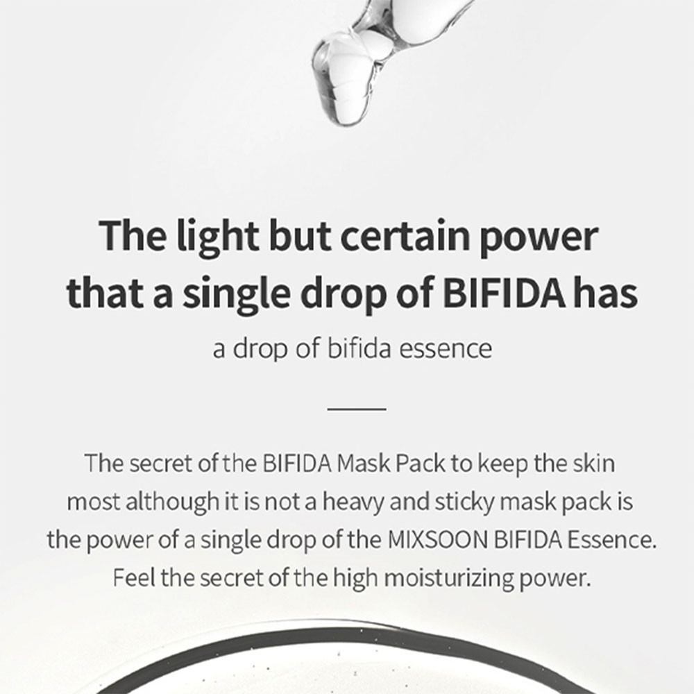 Mixsoon Bifida Mask Pack 25g, Probiotic Sheet with Lactobacillus for Hydration and Skin Balance, 5 pcs