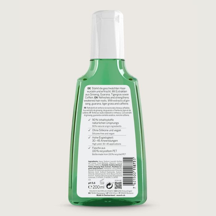 Rausch Caffeine with Ginseng Shampoo, Hair Loss Control and Root Strengthening Formula, 200ml