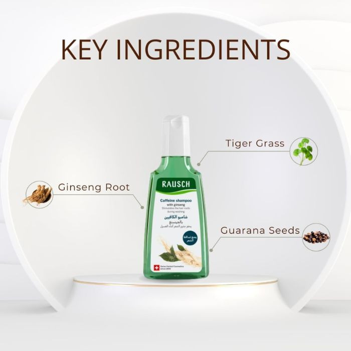 Rausch Caffeine with Ginseng Shampoo, Hair Loss Control and Root Strengthening Formula, 200ml