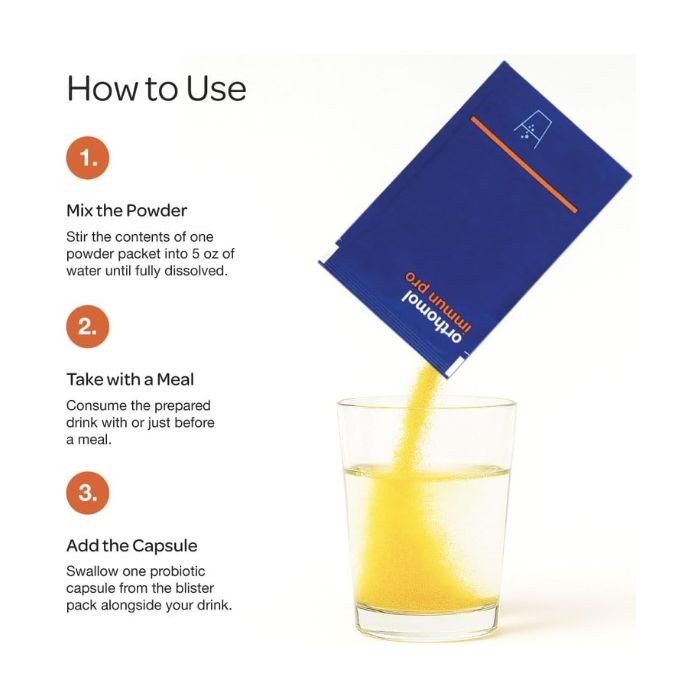 Orthomol Immun Pro Powder Capsules, Immune Support with Vitamins, Minerals and Probiotics