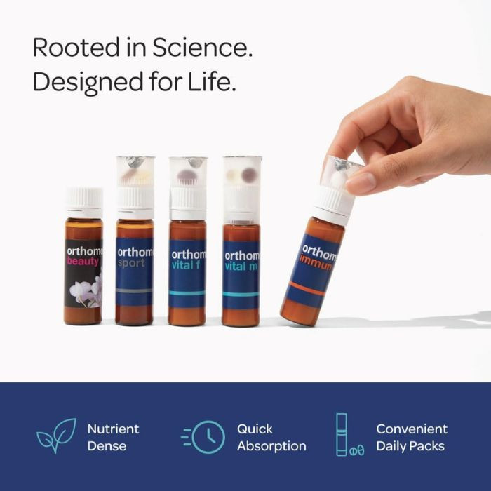 Orthomol Vital F Women Supplement Vial and Capsules, Energy, Stress & Fatigue Support Formula, 30s