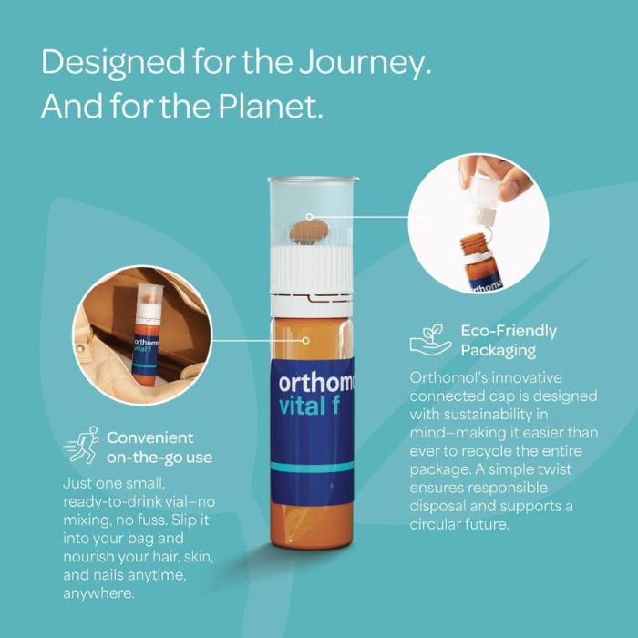 Orthomol Vital F Women Supplement Vial and Capsules, Energy, Stress & Fatigue Support Formula, 30s