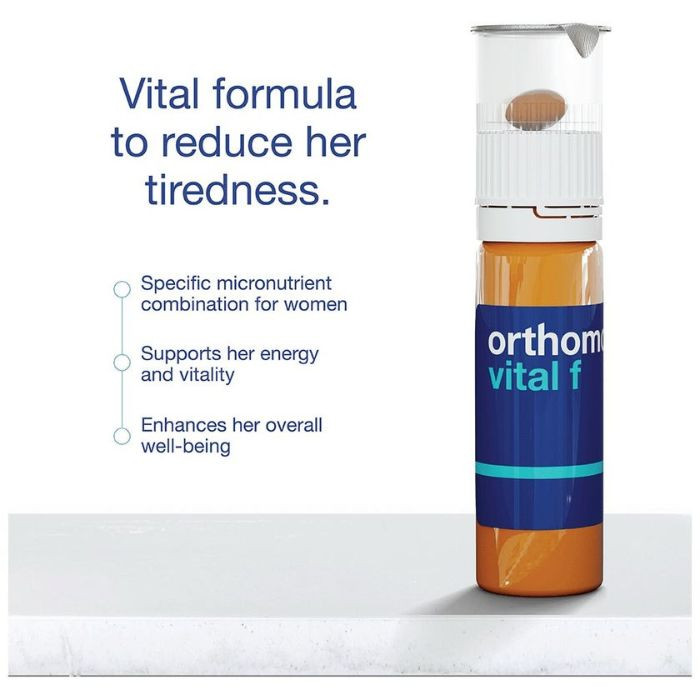 Orthomol Vital F Women Supplement Vial and Capsules, Energy, Stress & Fatigue Support Formula, 30s