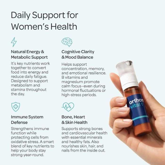 Orthomol Vital F Women Supplement Vial and Capsules, Energy, Stress & Fatigue Support Formula, 30s